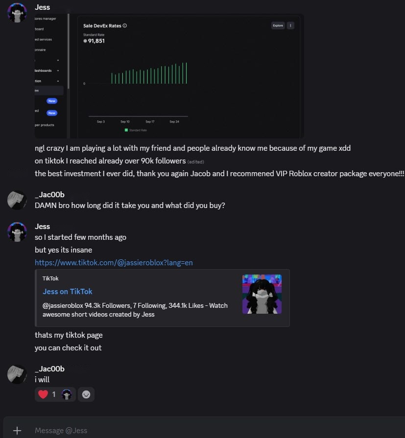 Roblox — VIP student conversation and creator analytics