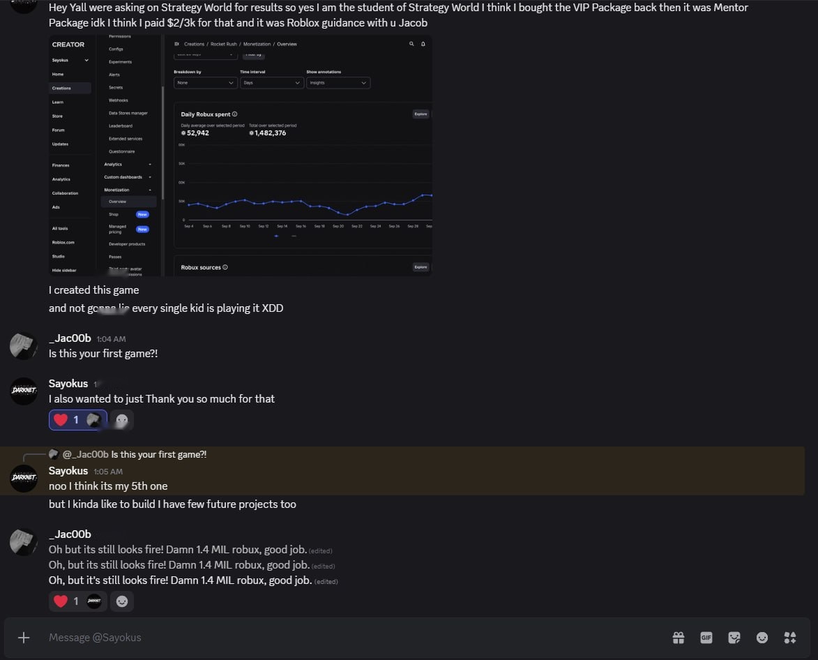 Roblox — VIP student conversation and creator analytics